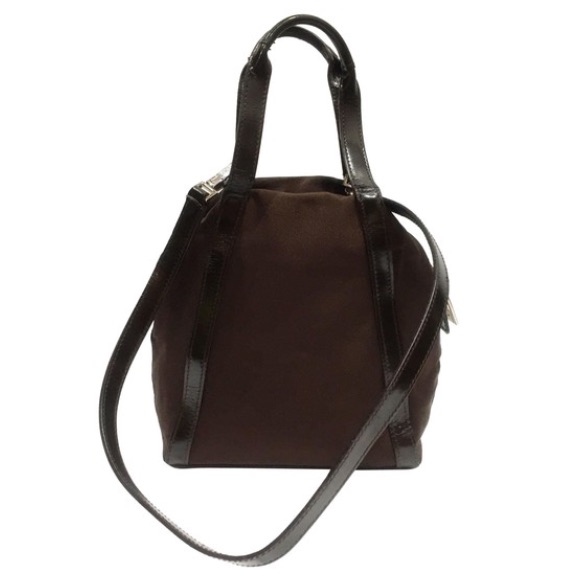 Gucci Brown Nylon And Leather Vintage Mini Satchel Bag